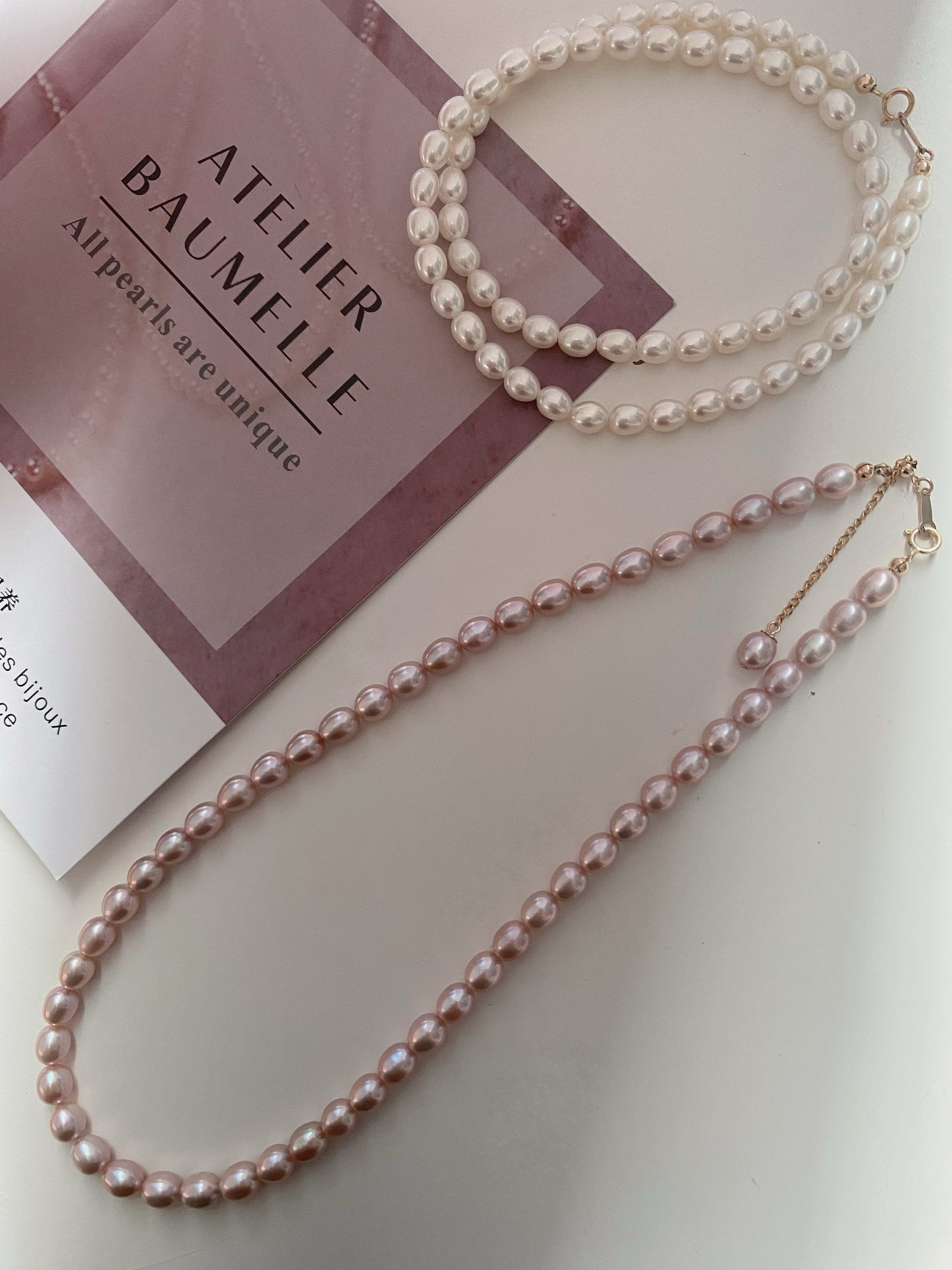 Excellent oval pearl necklace, 4-5 or 5-6mm