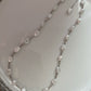 Keshi pearl station necklace (Rare silver blue color)