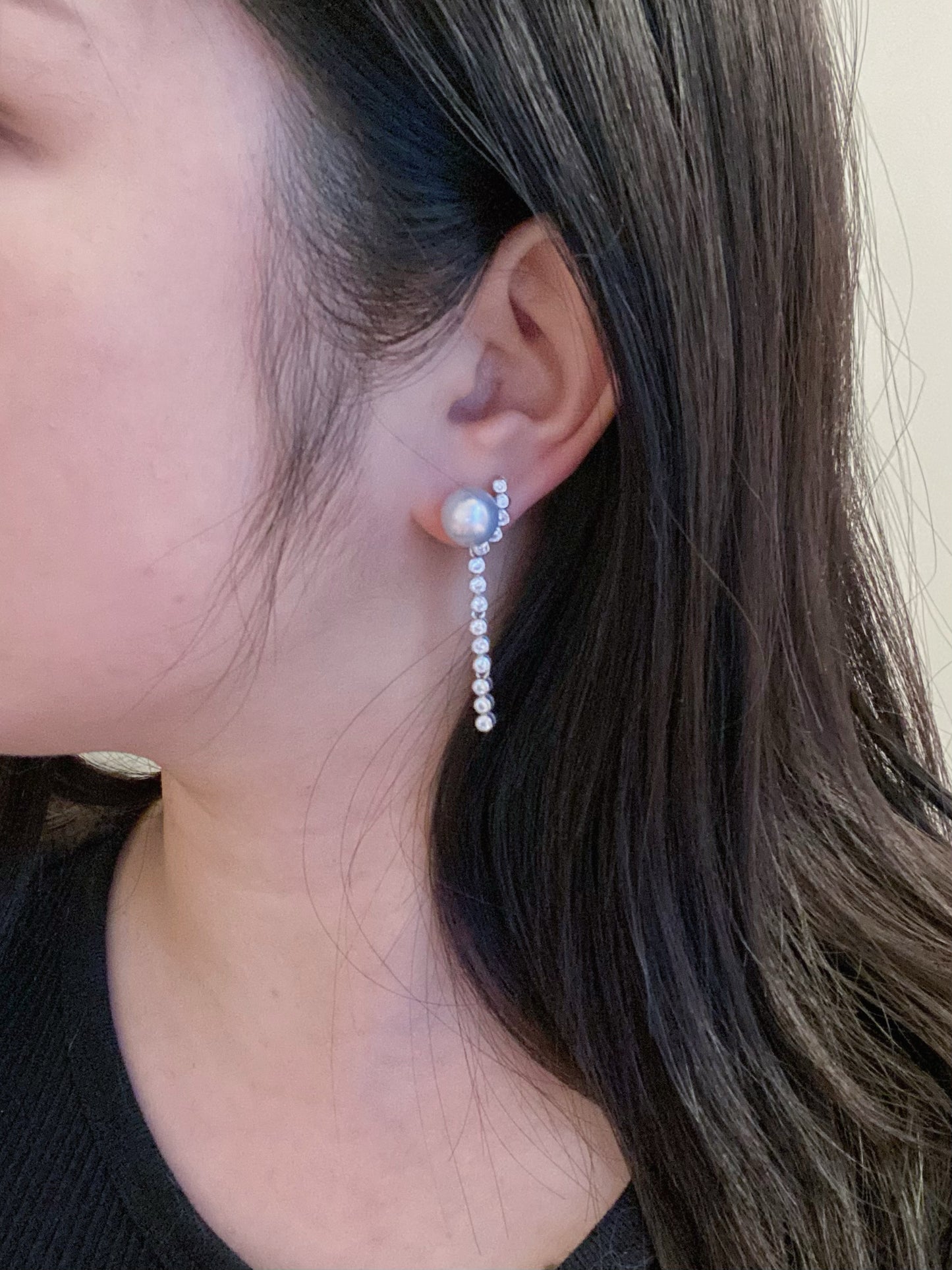 Long chaine stud earrings