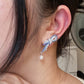 Blue ribbon earrings