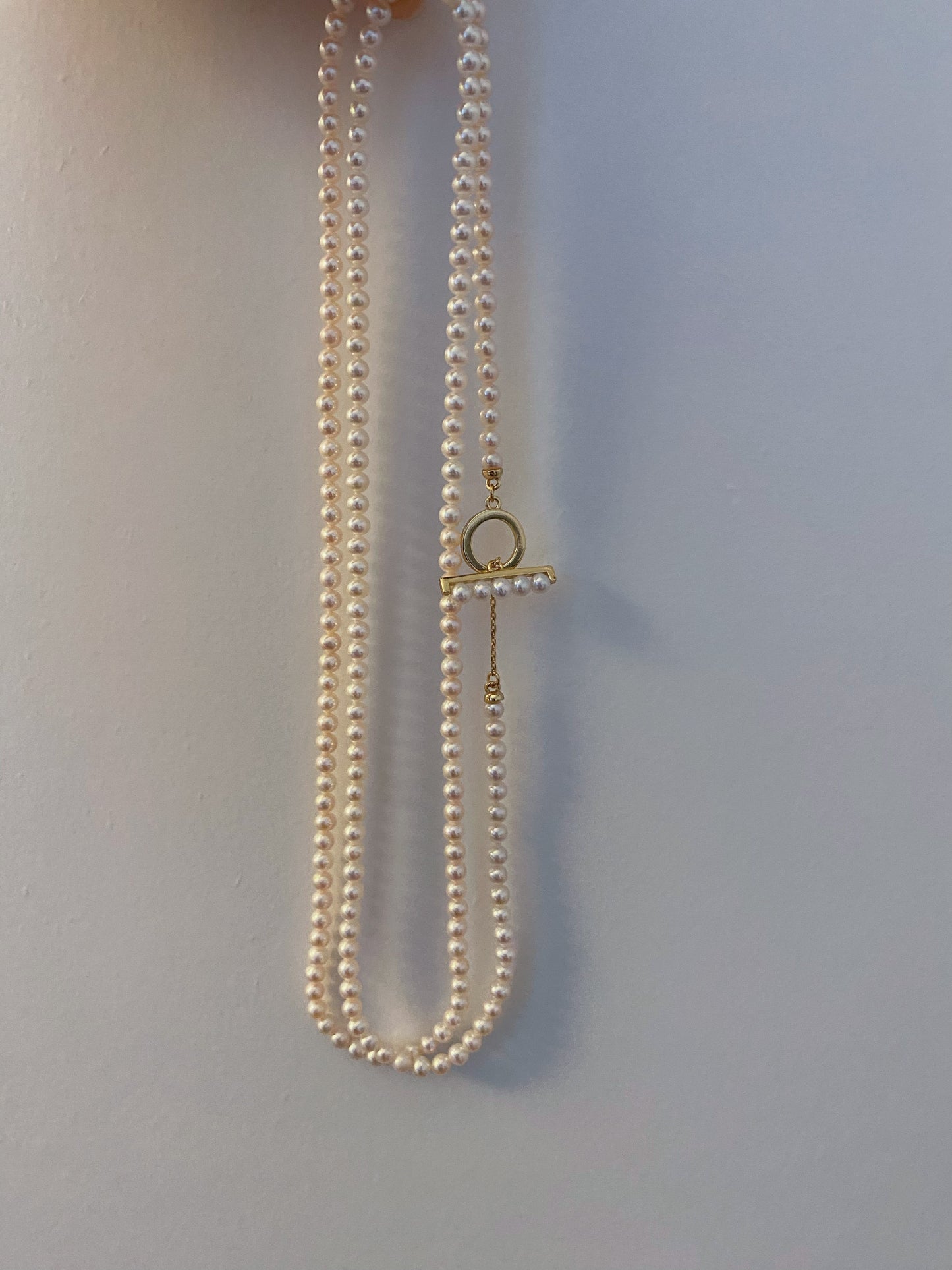 Opera necklace with 4mm mini pearl