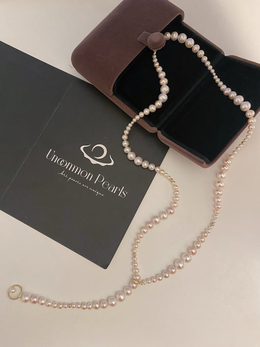 Y necklace with pearls of gradual sizes, 68cm