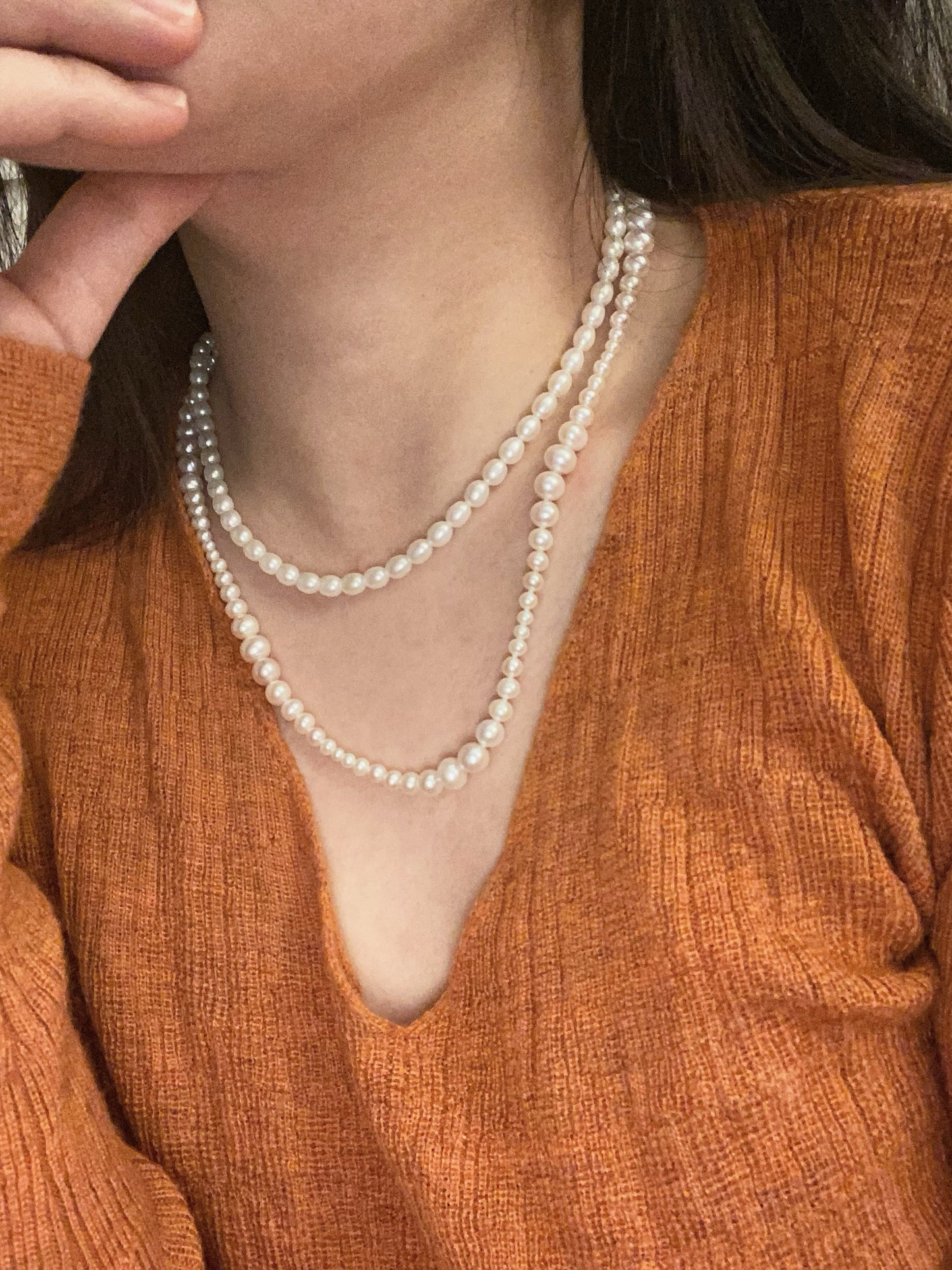 Collier en perles de taille dégradée, 50cm