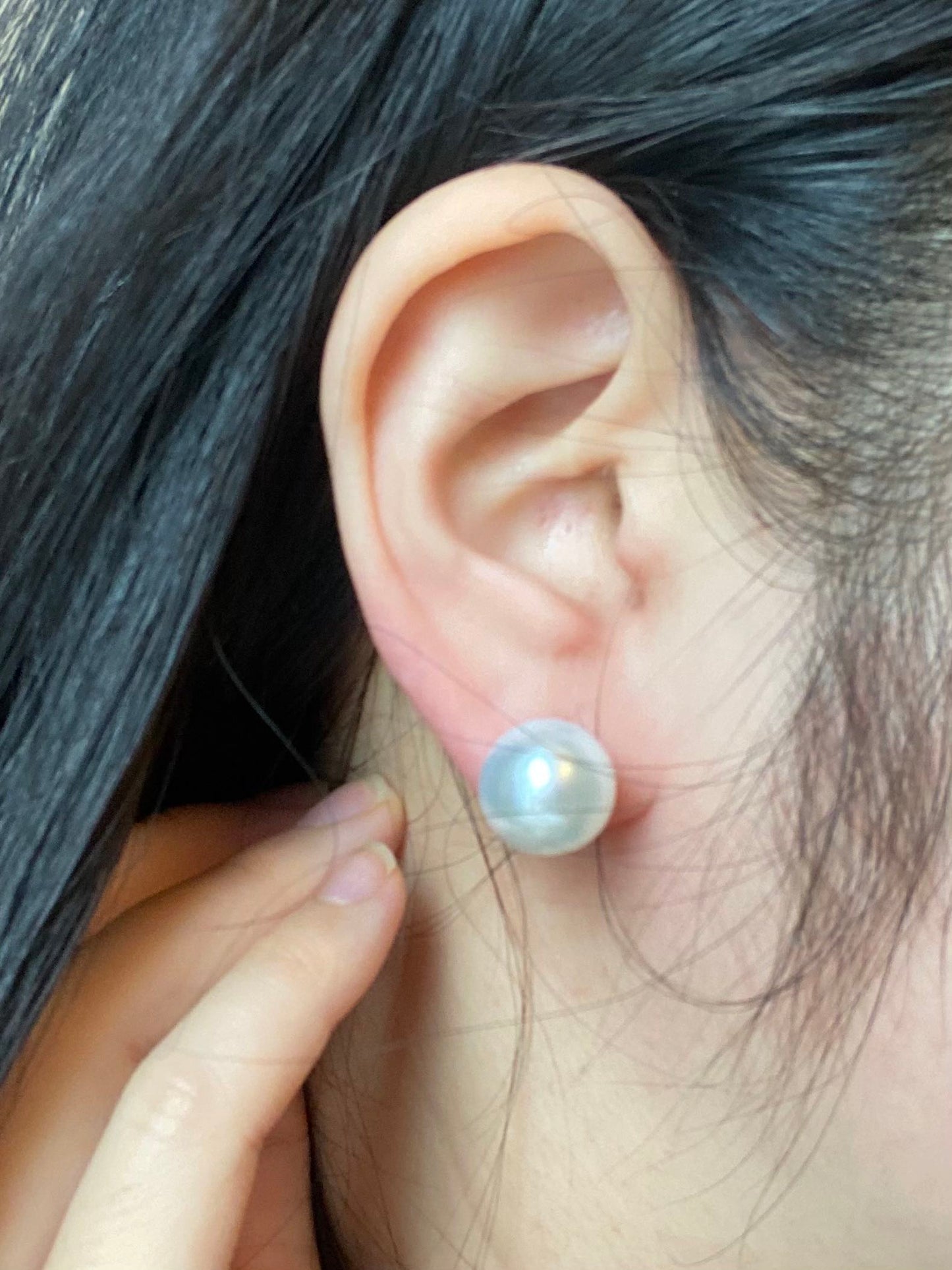 4A+ Boucles d'oreilles en perle bouton