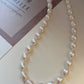 Oval pearl necklace, 6-7mm