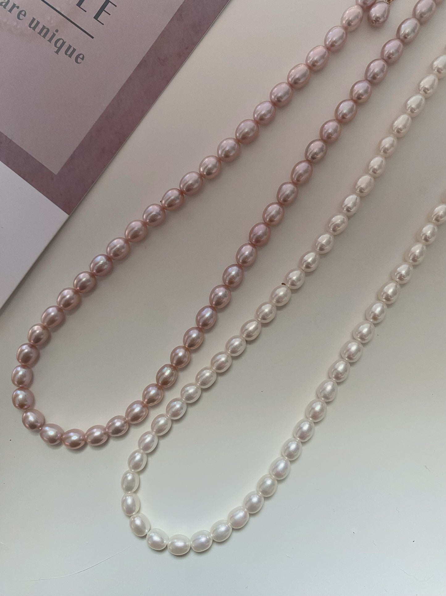 Collier en perles ovales, 4-5 ou 5-6mm