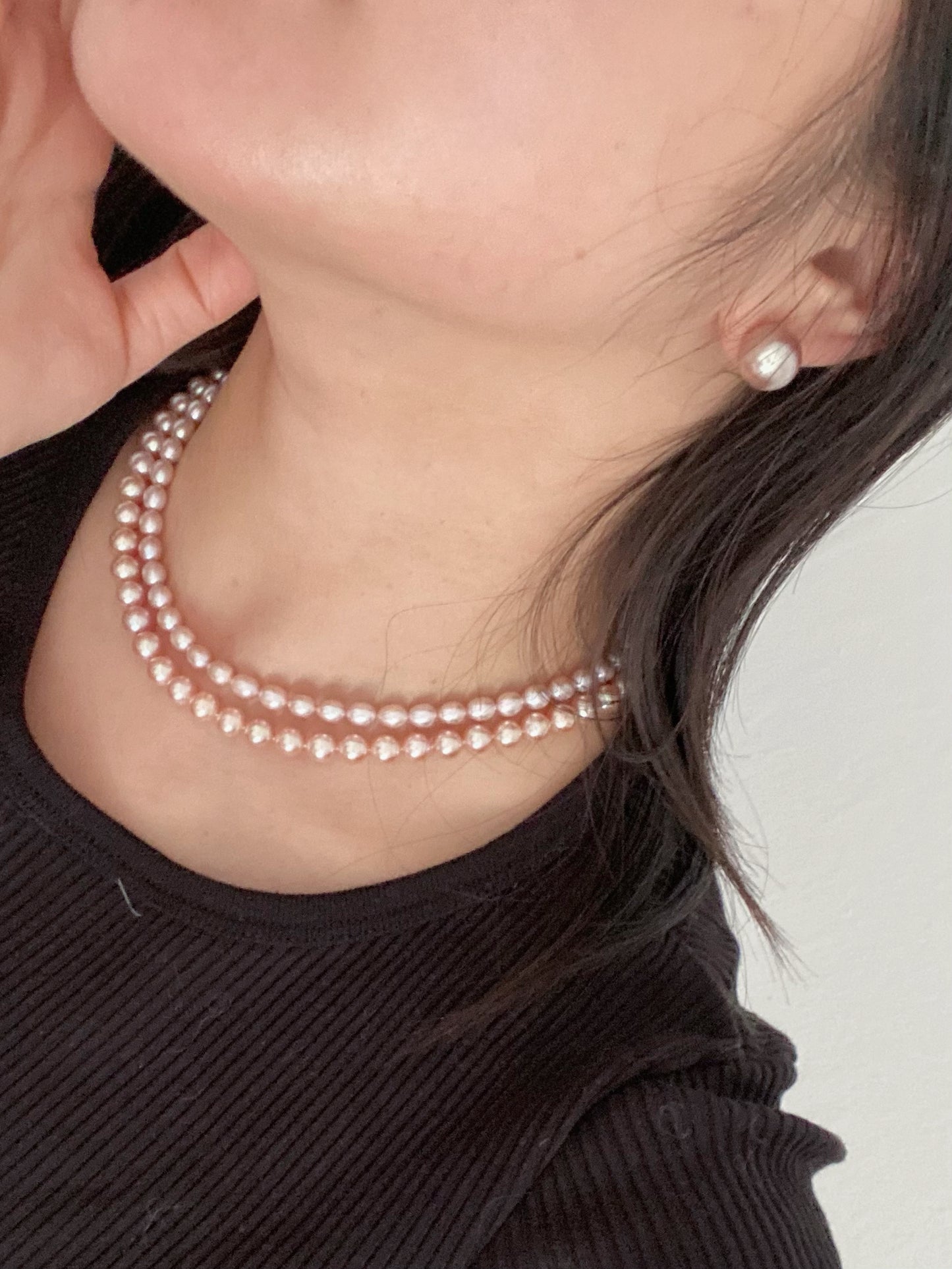 Excellent oval pearl necklace, 4-5 or 5-6mm