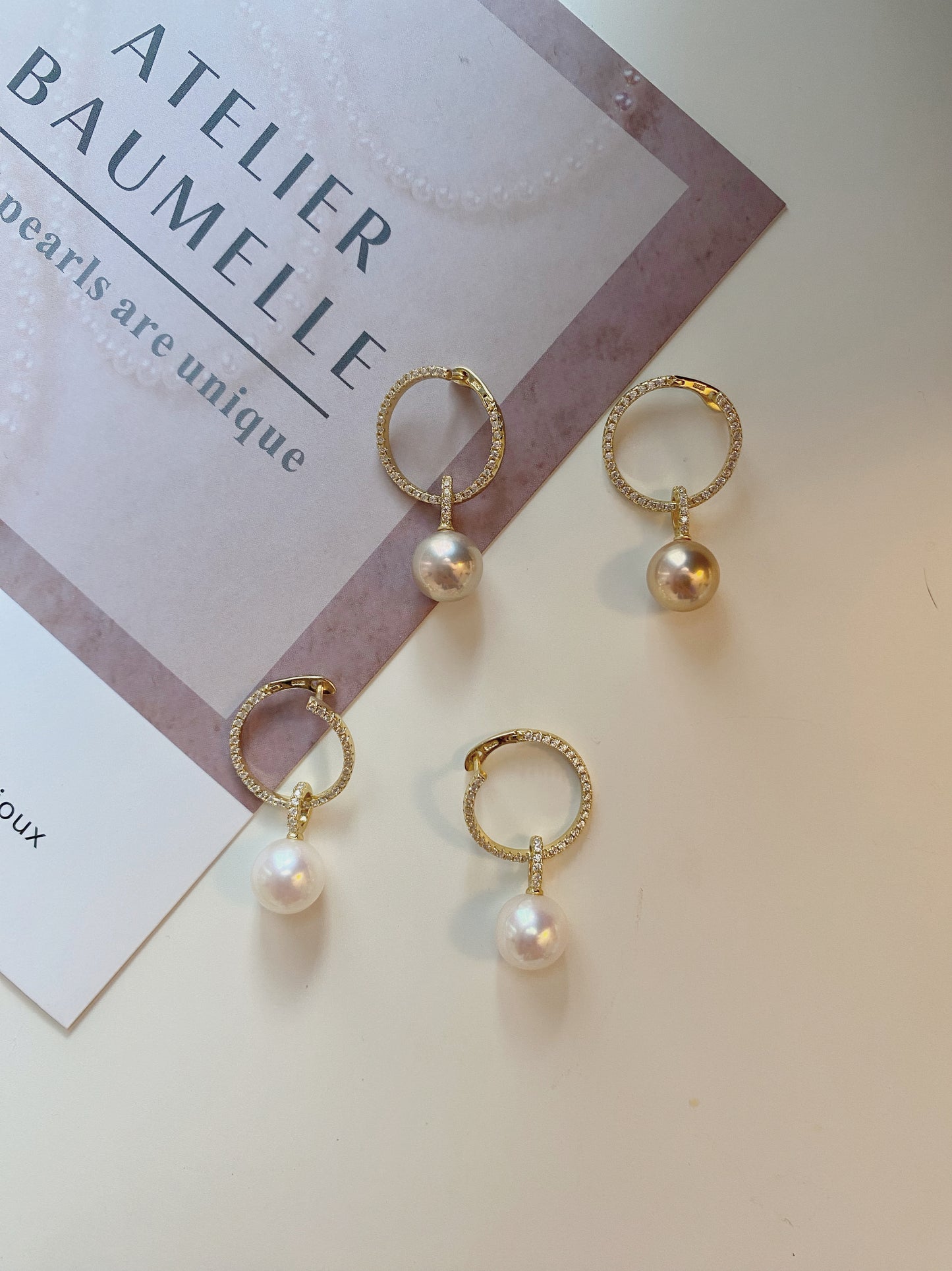 2 in 1, Pendant pearl hoop earrings