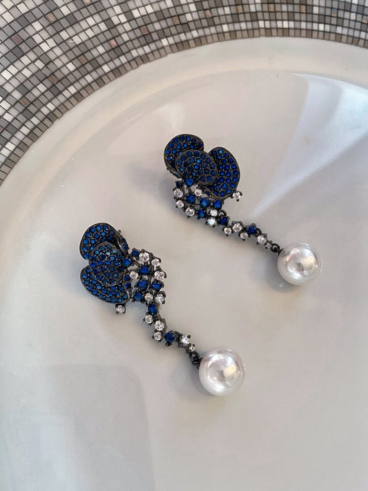 Blue butterfly earrings