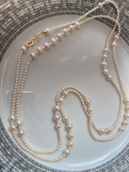 Fancy pearls rope necklace, 120cm