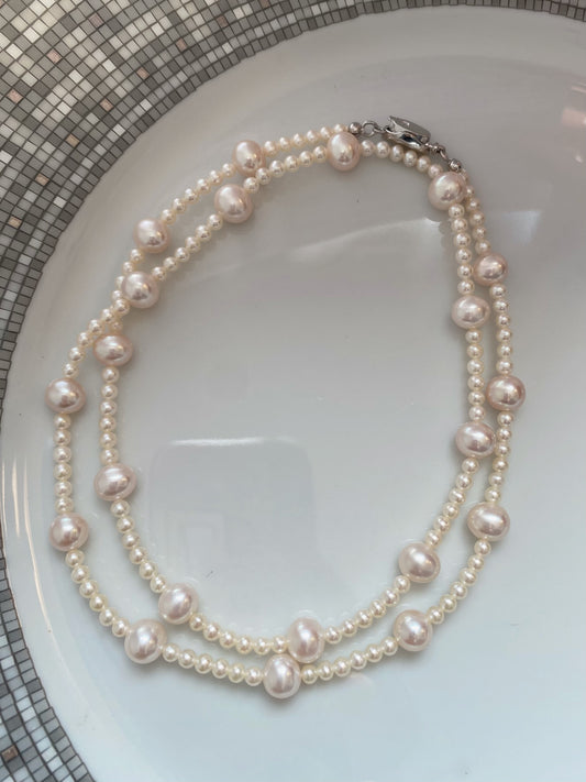 Collier matinée en perles, 55cm