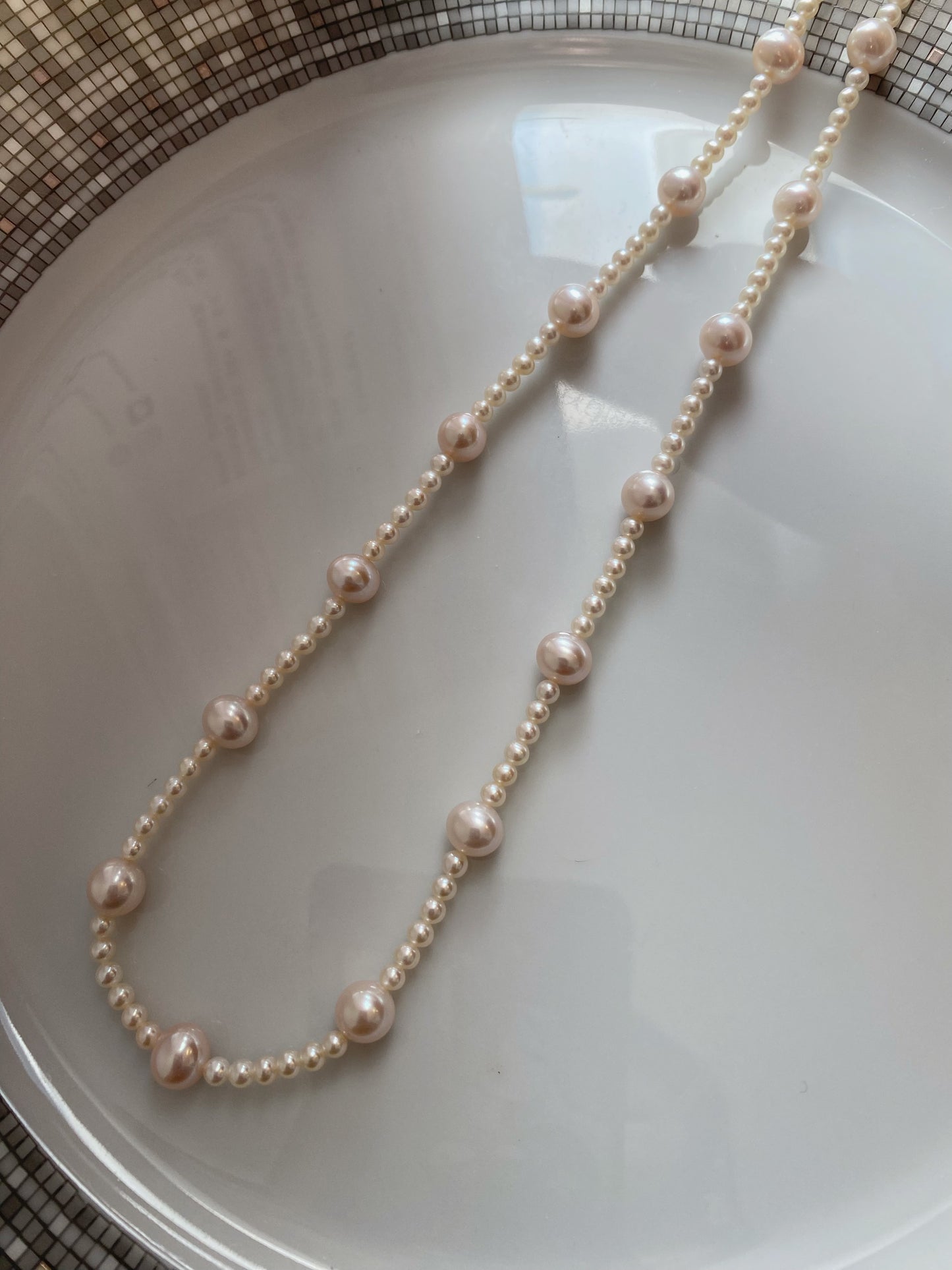 Star station pearl matinee necklace, 55cm