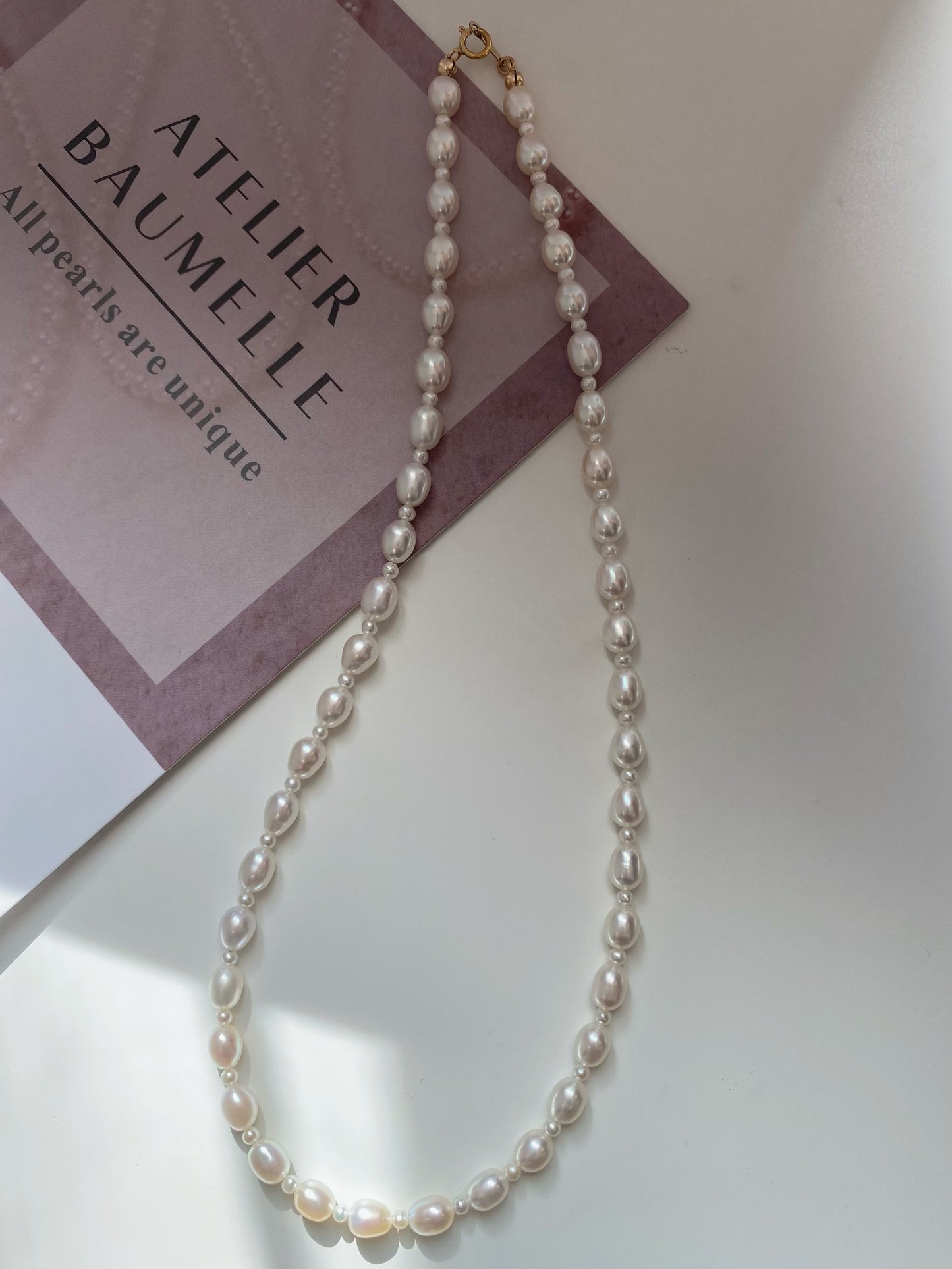 Interlaced oval pearl necklace, 4-5mm