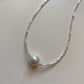 Single pearl pendant silver necklace