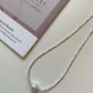 Single pearl pendant silver necklace