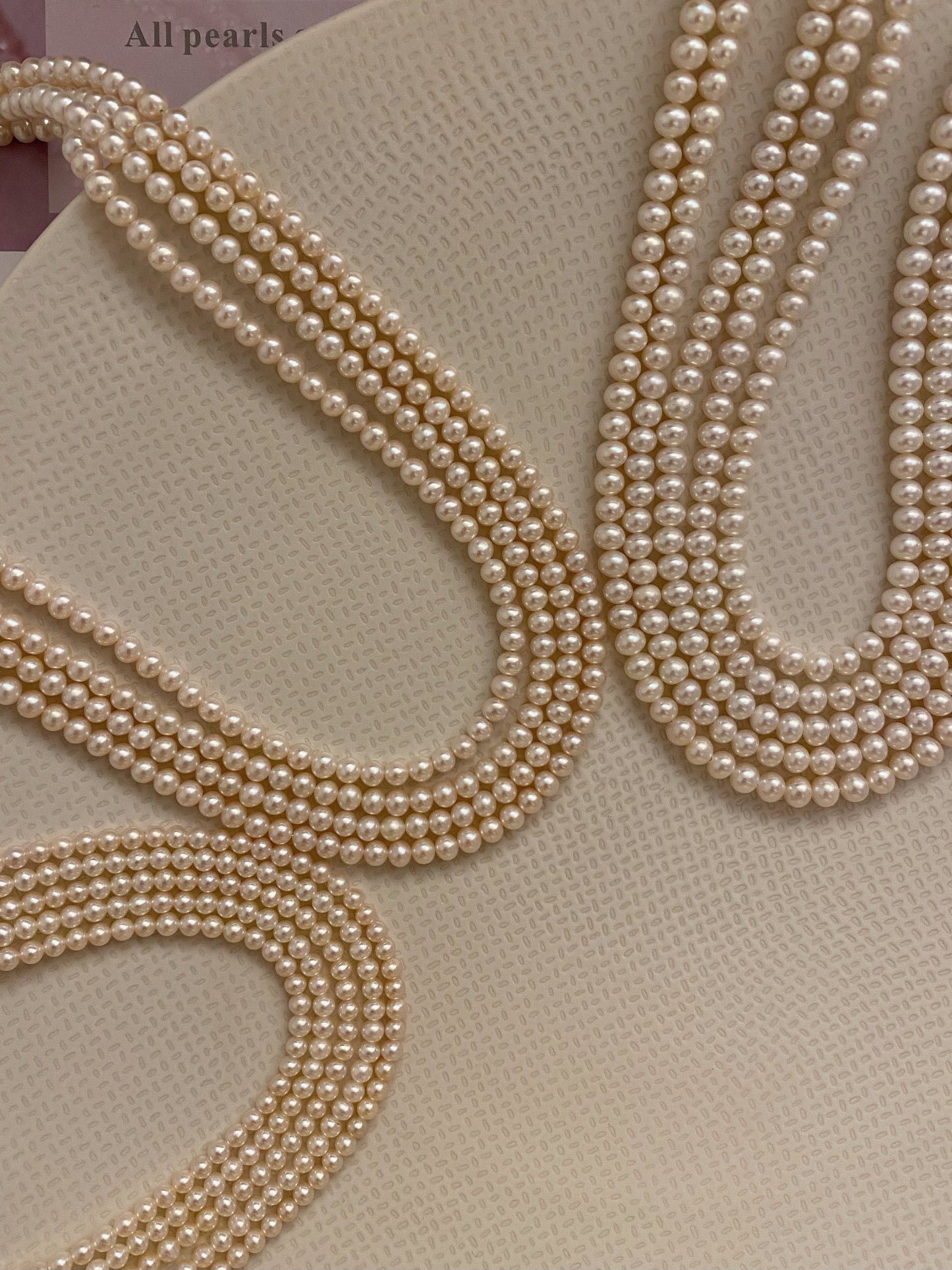 High quality pearls necklace, small sizes 2-5mm