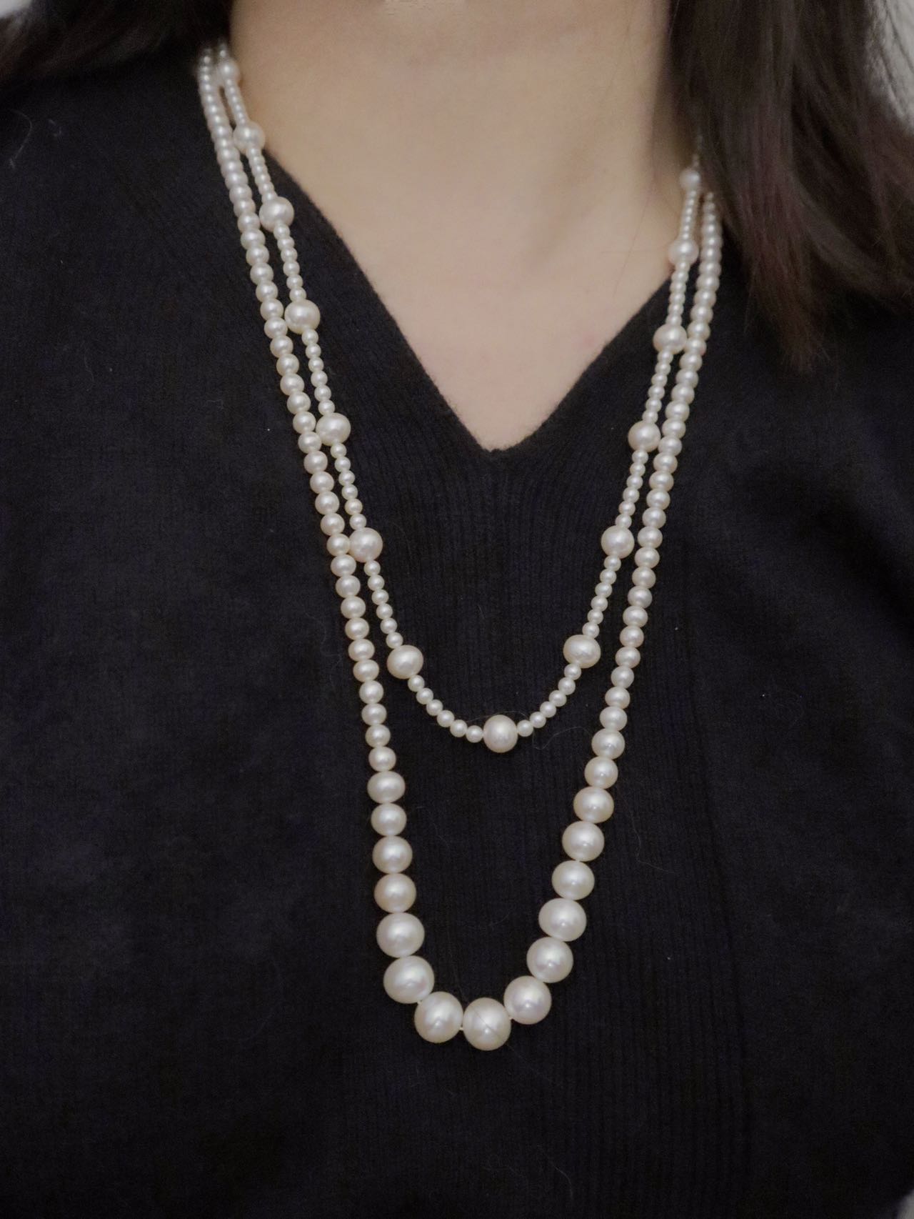 Star station pearl matinee necklace, 55cm