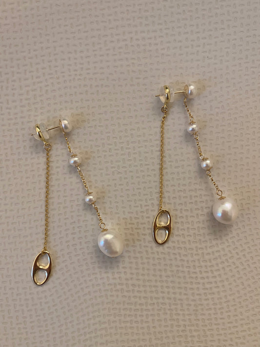 2 en 1, Boucles d'oreilles avec détails perles