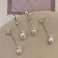 2 in 1, Baroque pearls long chain dangle earrings