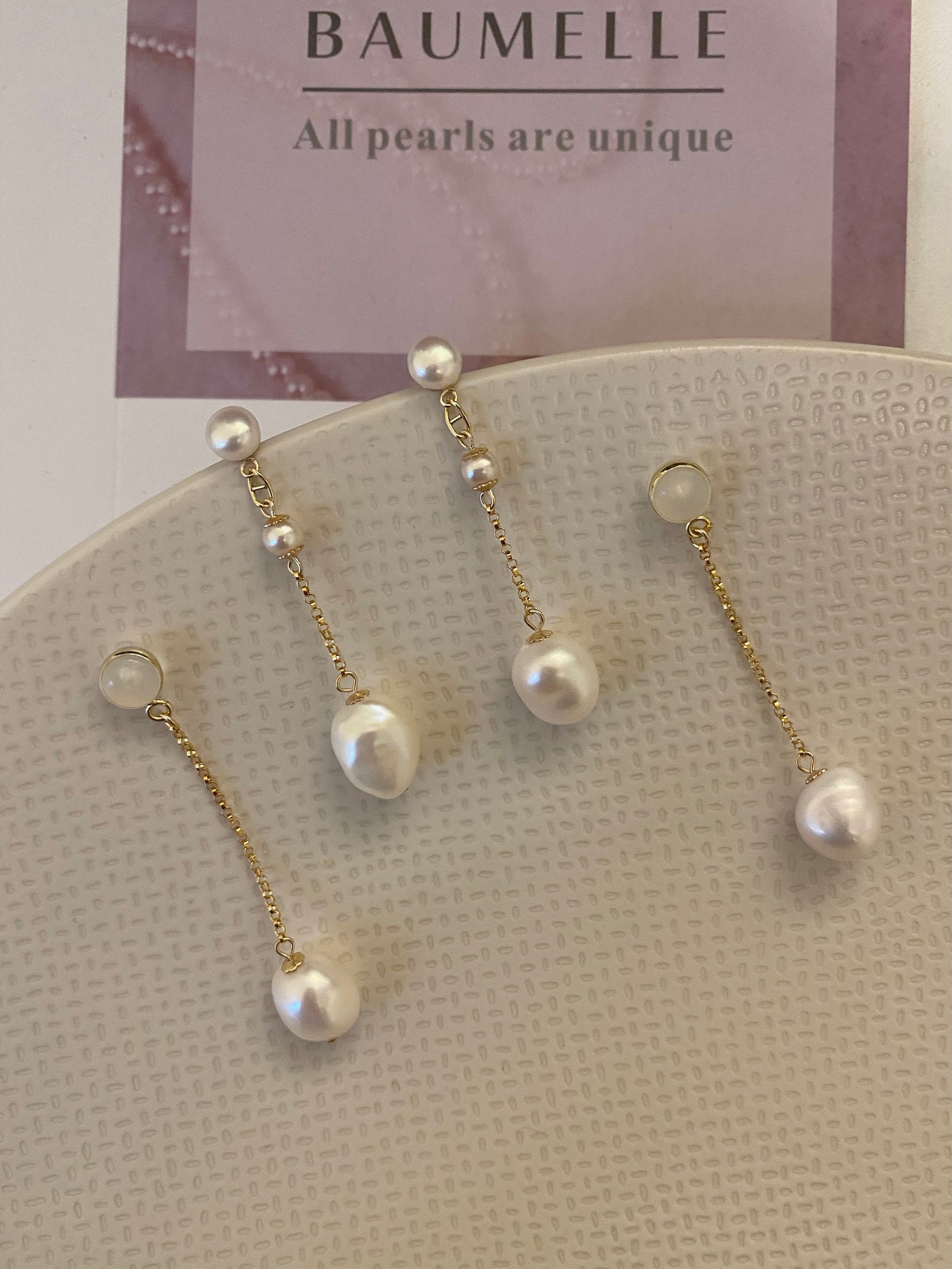 2 in 1, Baroque pearls long chain dangle earrings