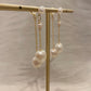 2 in 1, Baroque pearls long chain dangle earrings