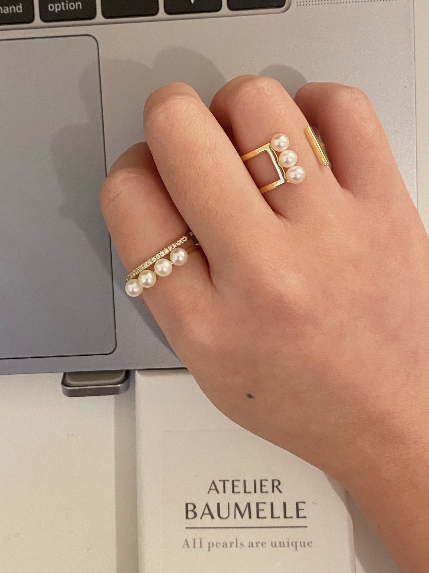 Bague avec 4 perles