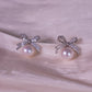 Bowknot pearl stud earrings