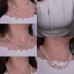 Multi-way use, double-deck pearl necklace, 42-90cm