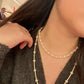 Star station pearl collar necklace, 4+7mm