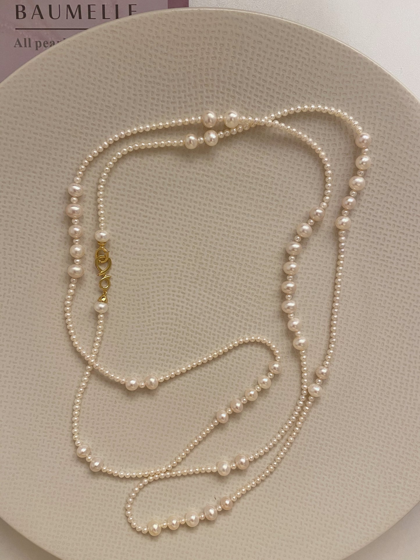 Fancy pearls rope necklace, 120cm