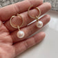 2 in 1, Pendant pearl hoop earrings