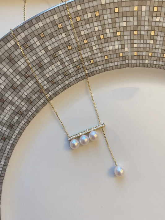 2 in 1, Balance bar pearl necklace