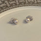 Feather pearl stud earrings