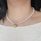 Heart pendant pearl necklace, 5-5.5mm or 5.5-6mm