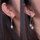 2 in 1, Baroque pearls long chain dangle earrings